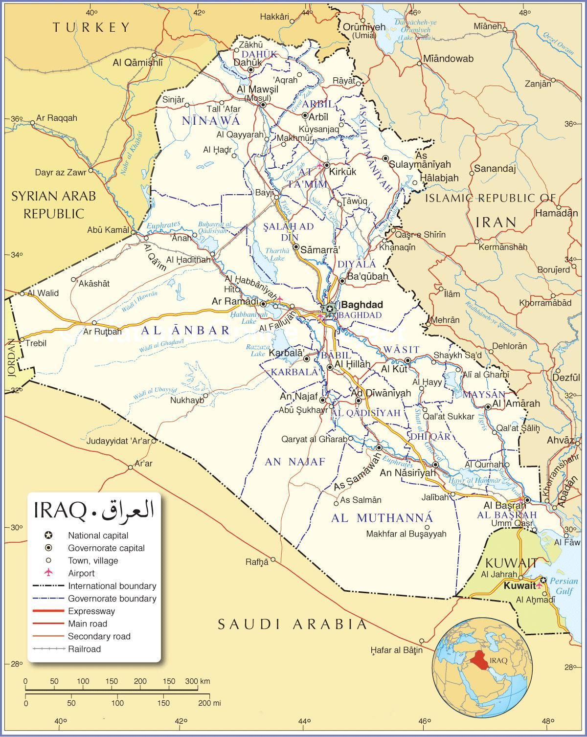 Mapa ng Iraq kalsada