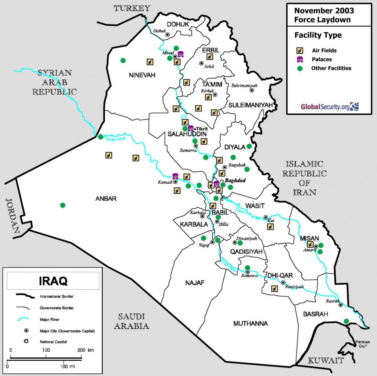 Mapa ng Iraq paliparan